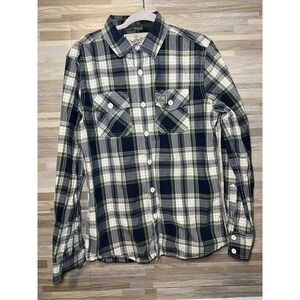 SUPERDRY Washbasket Button Up Plaid Japan Shirt Blue Green Men's Size LARGE #M